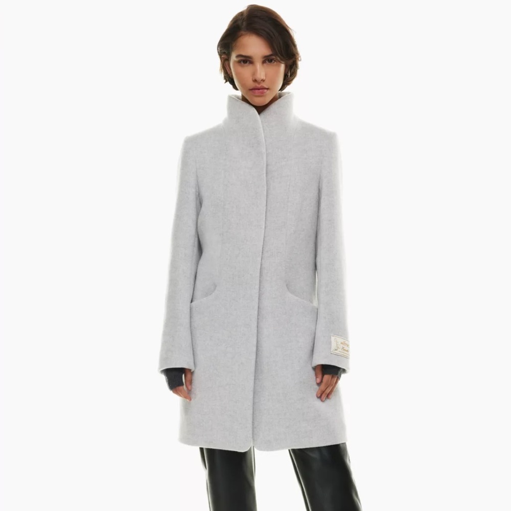 Gently Used Aritzia Wilfred Cocoon Coat XS Heather Light Grey
